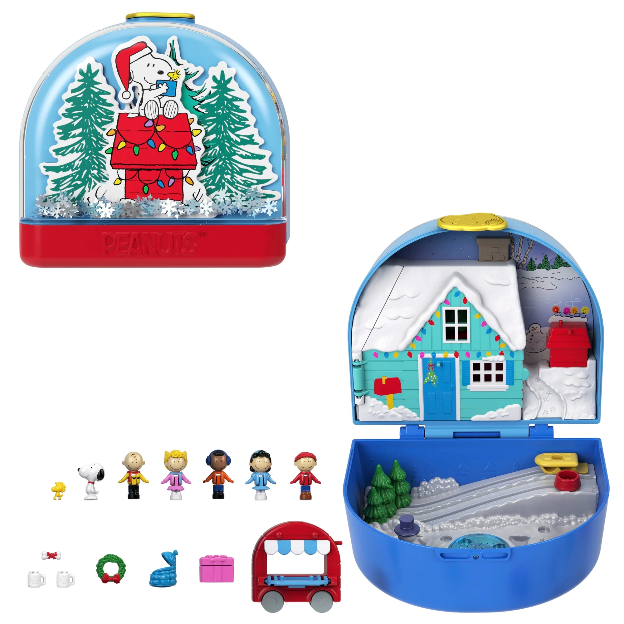 Polly Pocket Micro Dolls And Playset, Collector Peanuts Compact With 7 Accessories