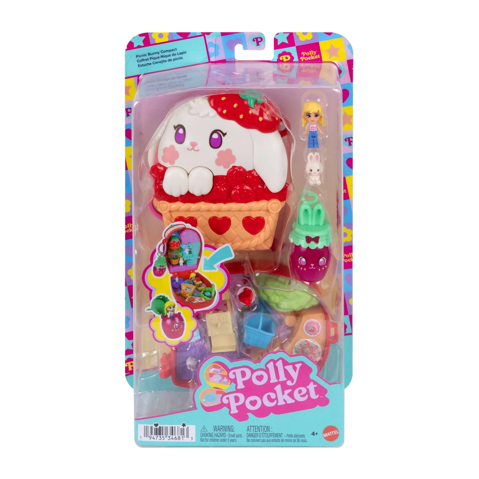 Polly Pocket Picnic Bunny Compact Playset With 1 Micro Doll And Pet, Travel Toy With Fruit Accessories - Image 6