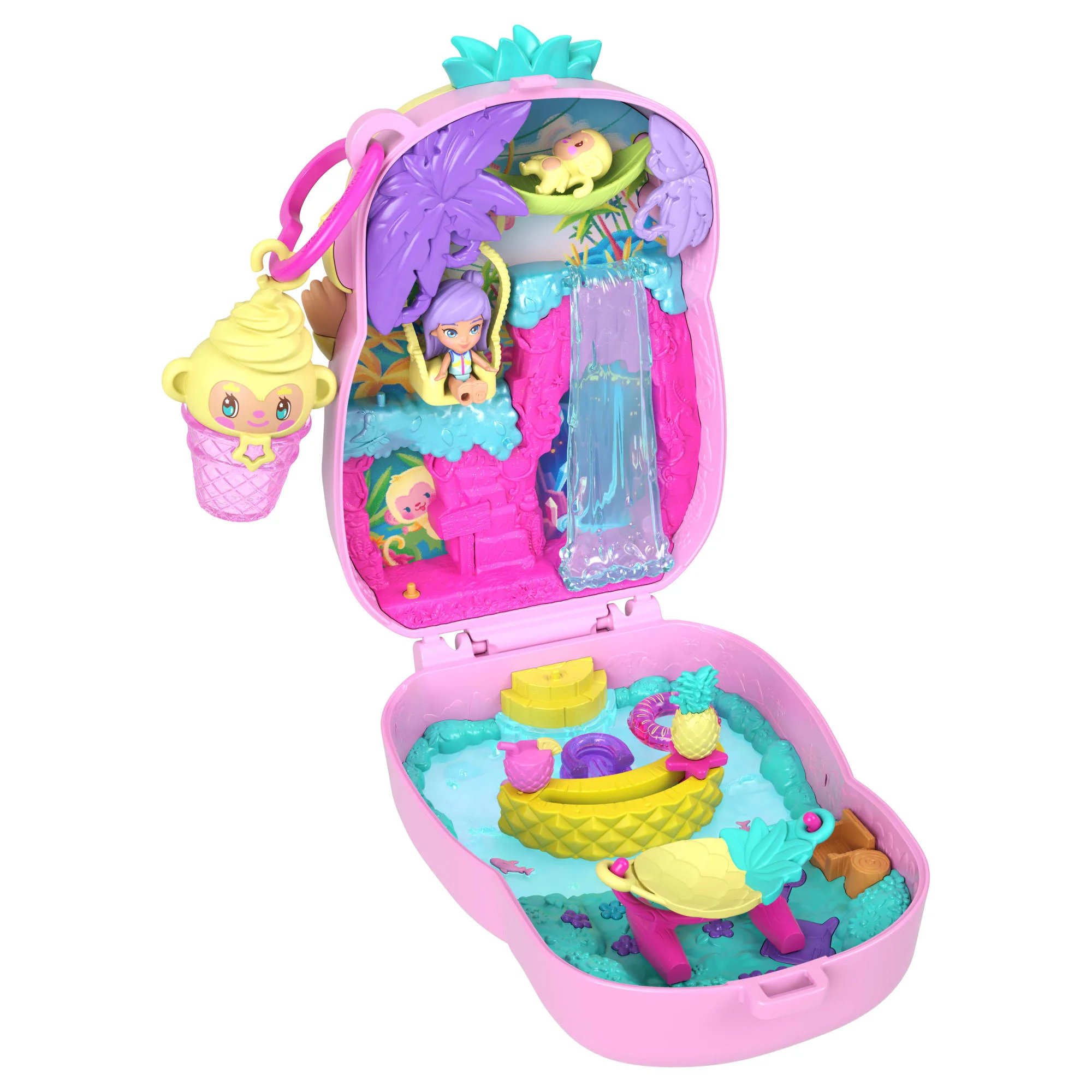 Polly Pocket Pineapple Monkey Compact Playset With 1 Micro Doll And Pet, Travel Toy With Fruit Accessories - Image 5