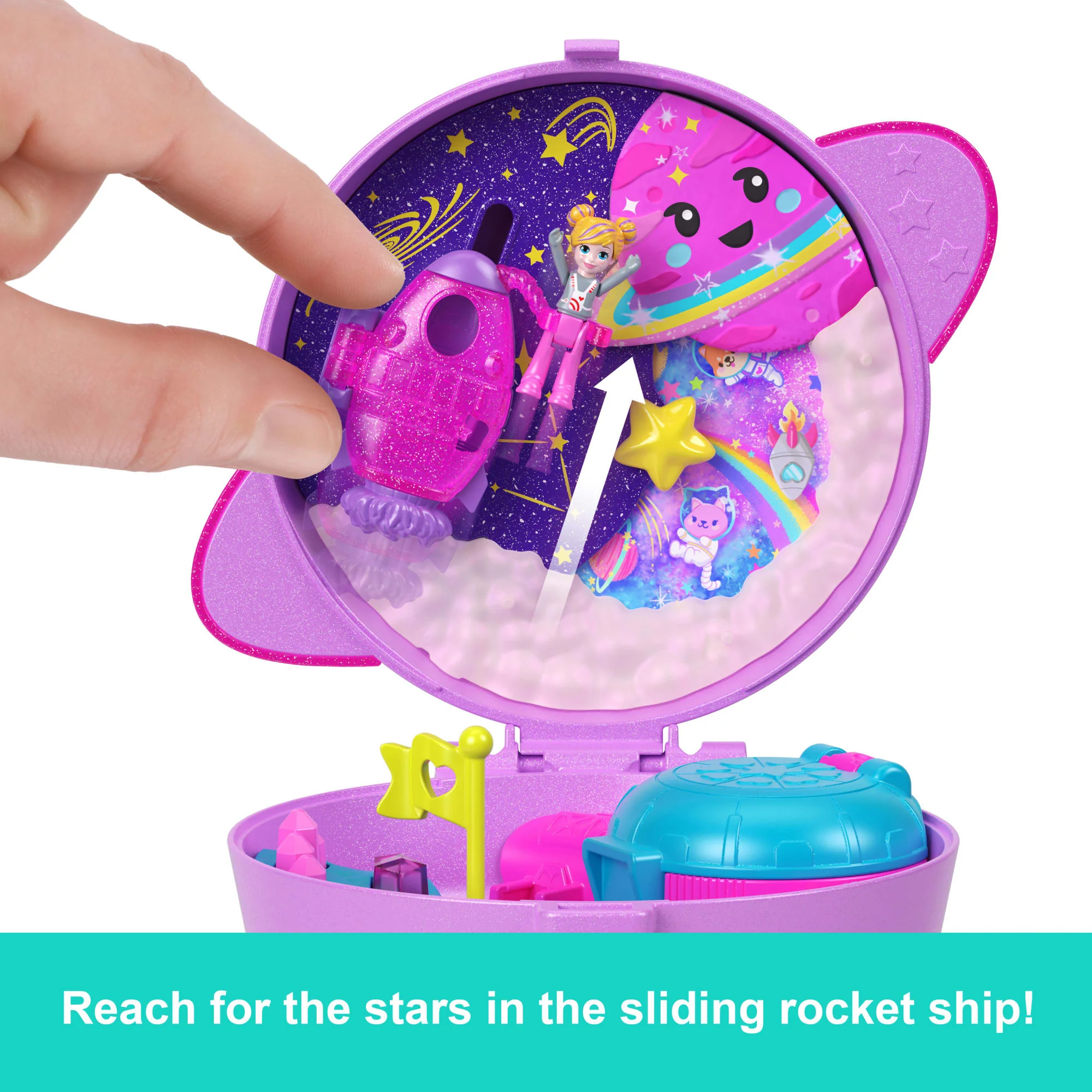 Polly Pocket Planet Polly Compact Playset With 1 Micro Doll And Pet Puppy, Travel Toy With Themed Accessories - Image 4