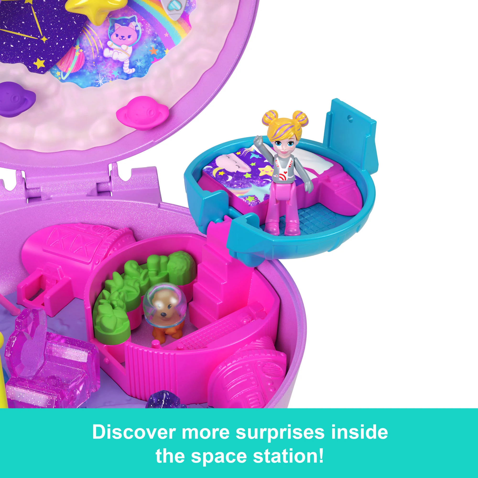 Polly Pocket Planet Polly Compact Playset With 1 Micro Doll And Pet Puppy, Travel Toy With Themed Accessories - Image 5