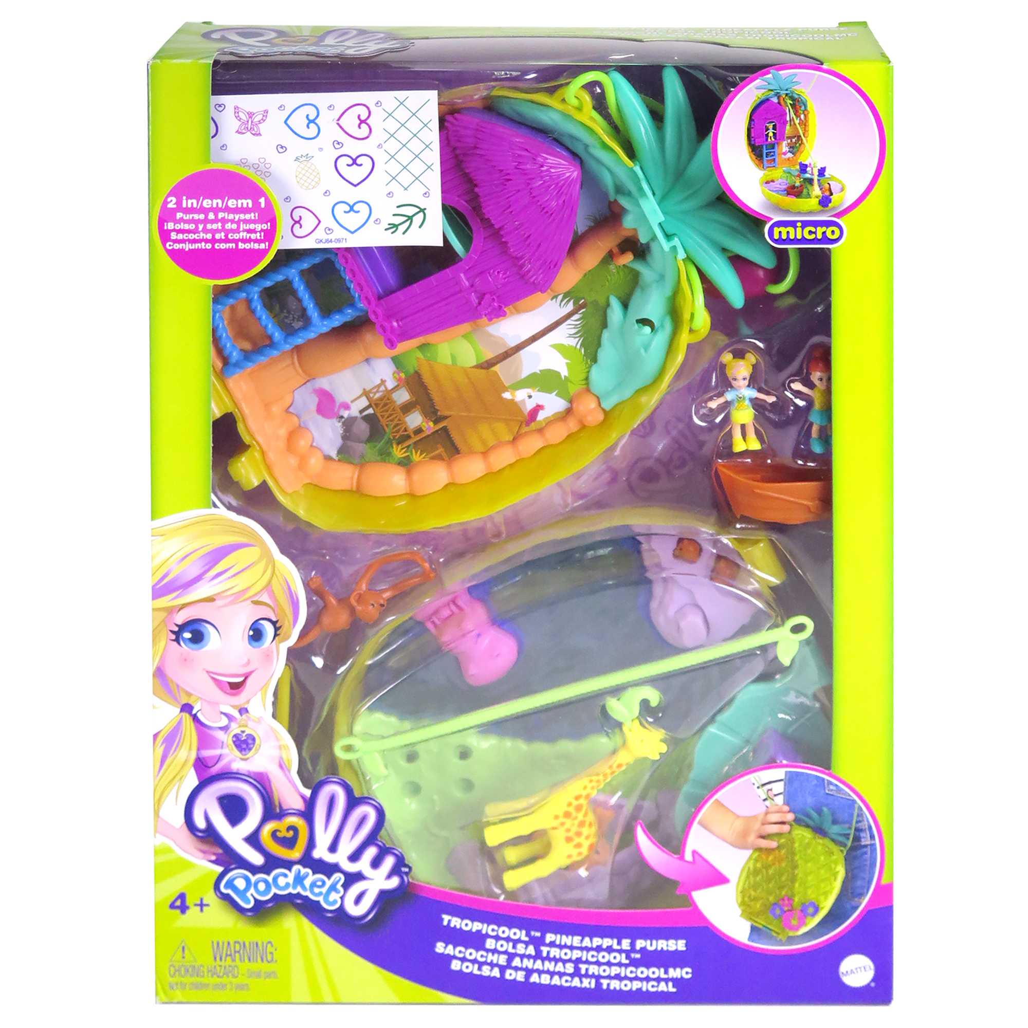 Polly Pocket Polly & Lila Tropicool Pineapple Wearable Purse Compact - Image 6