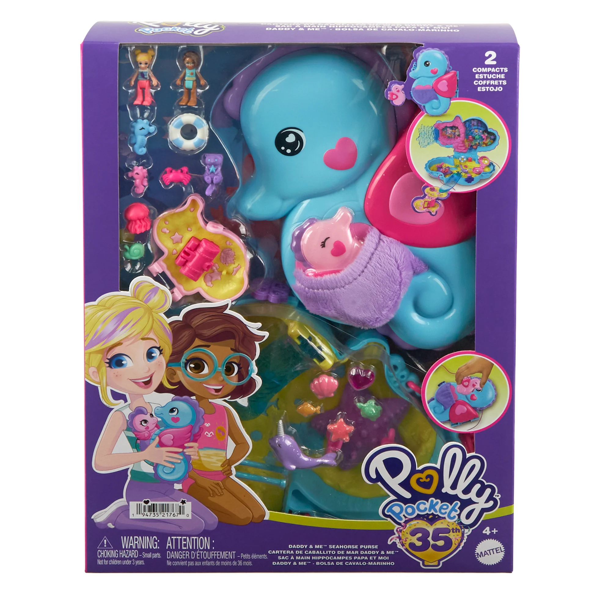 Polly Pocket Sac à Main Hippocampes Papa et Moi, 2Micro-Poupées - Image 4