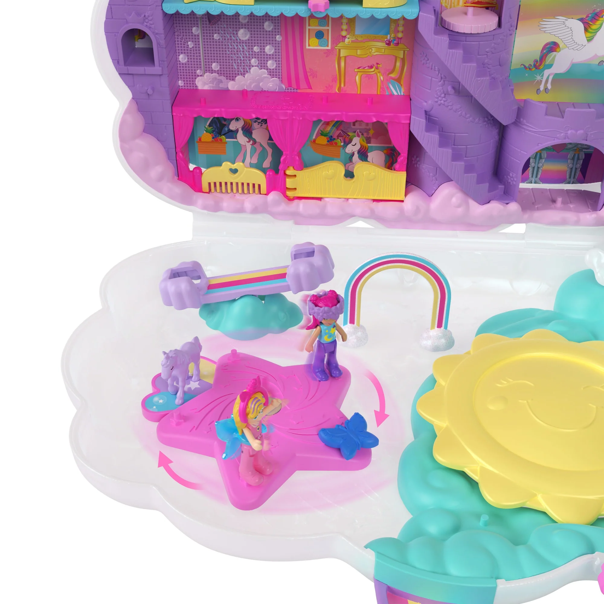Polly Pocket Coffret Salon Licorne Arc-en-Ciel, 2 Poupées, 20+ Acc. - Image 3
