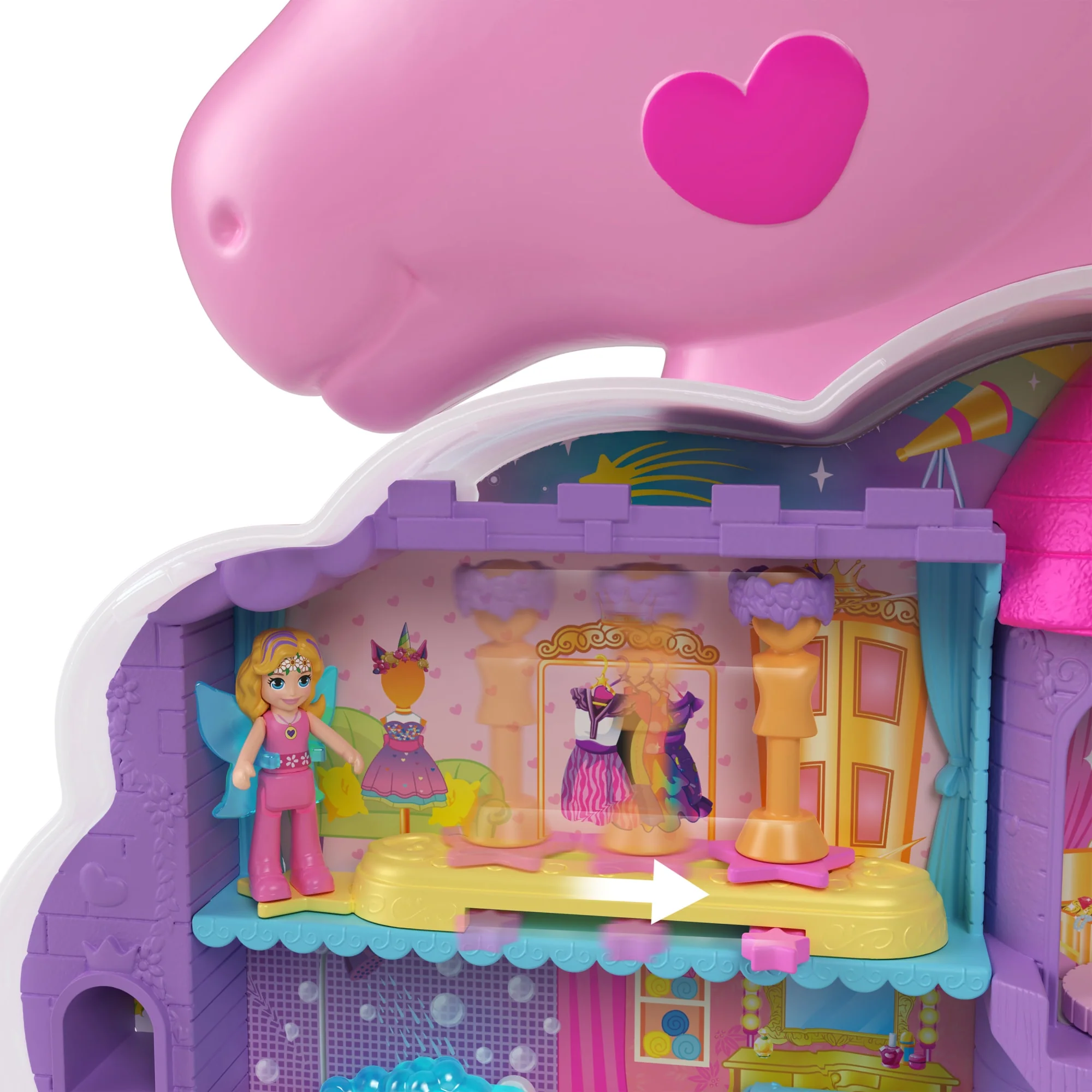 Polly Pocket Coffret Salon Licorne Arc-en-Ciel, 2 Poupées, 20+ Acc. - Image 5