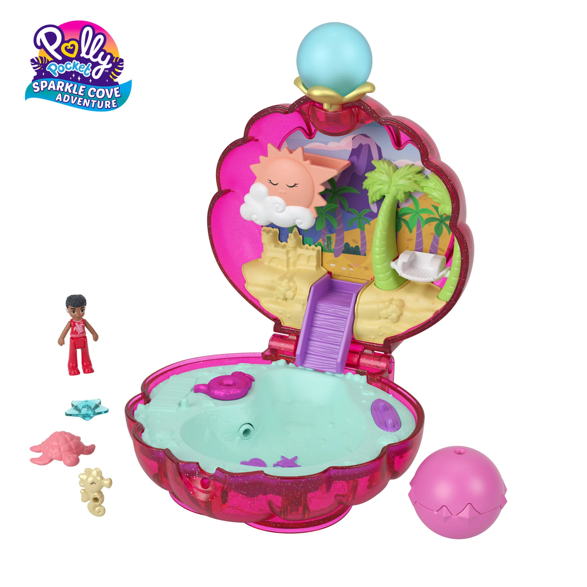 Polly Pocket Sparkle Cove Adventure Beach Compact Playset With Micro Doll, Accessories & Surprise - Image 2