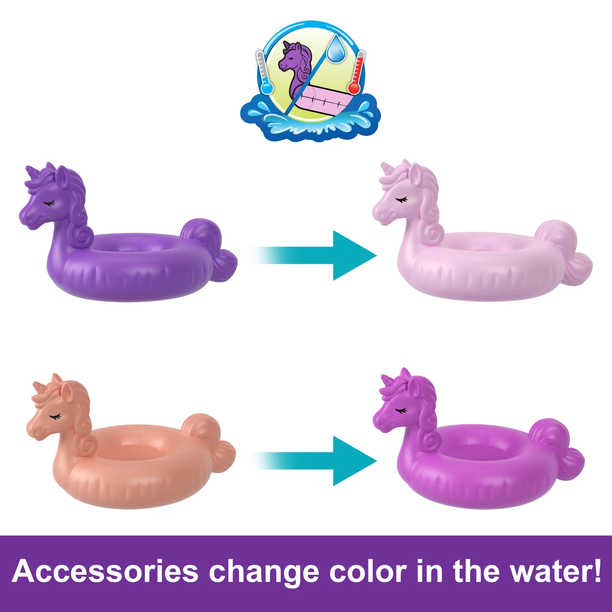 Polly Pocket Dolls And Playset, Unicorn Toys, Sparkle Cove Adventure Unicorn Floatie Compact - Image 4