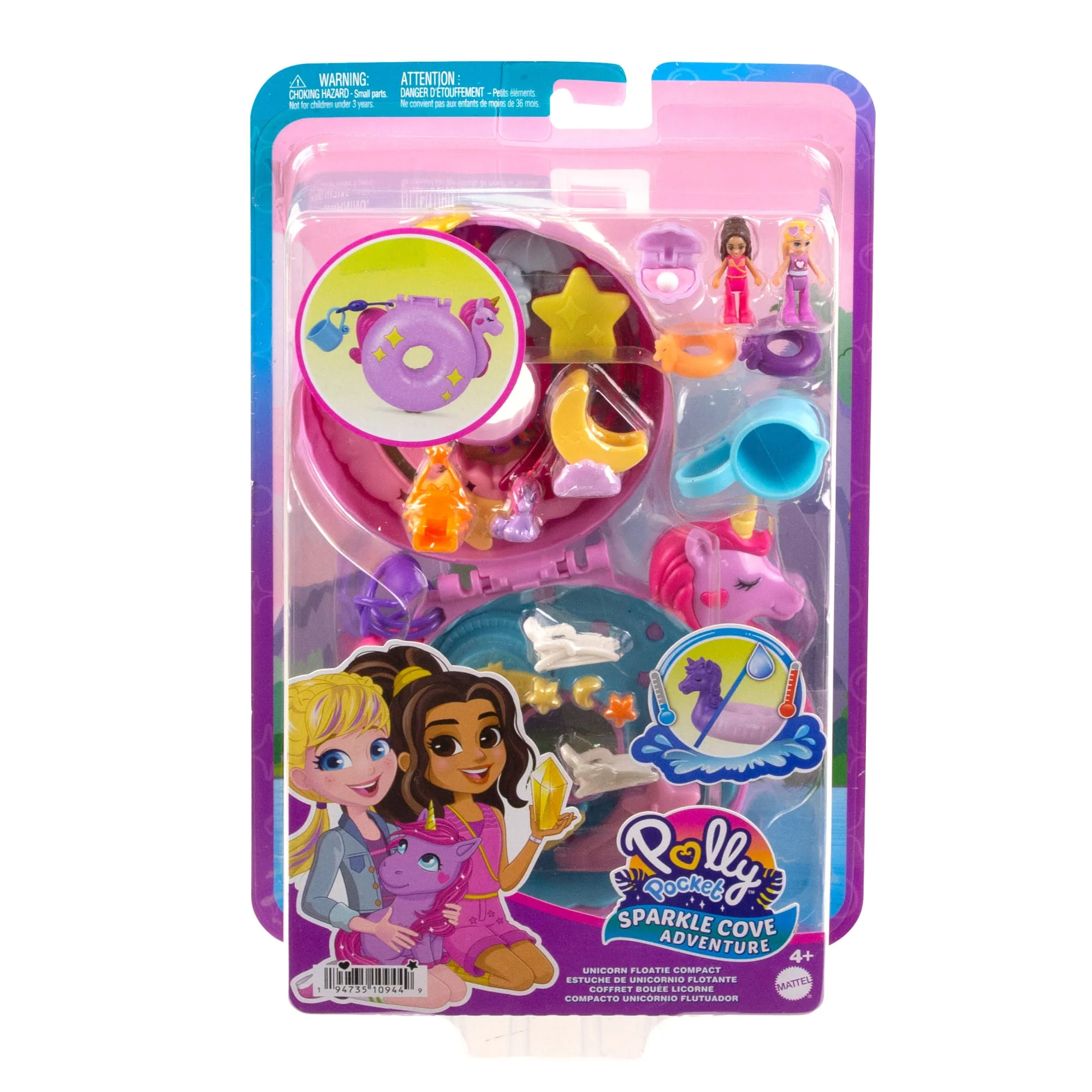 Polly Pocket Dolls And Playset, Unicorn Toys, Sparkle Cove Adventure Unicorn Floatie Compact - Image 6