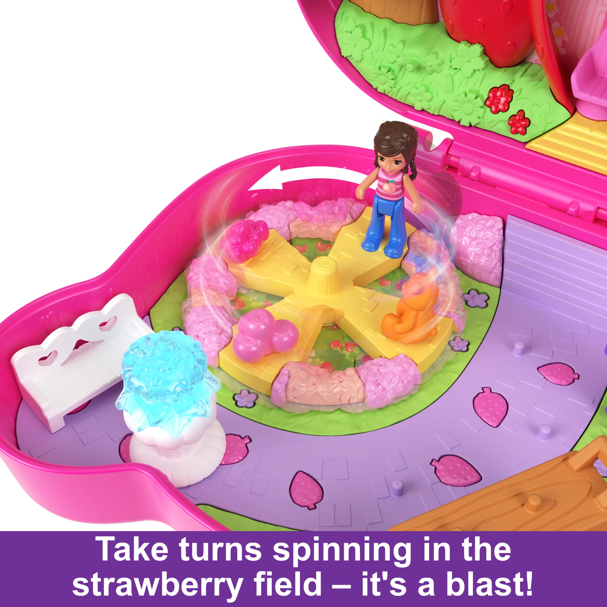 Polly Pocket Dolls And Playset, Travel Toys, Straw-Beary Patch Compact - Image 5