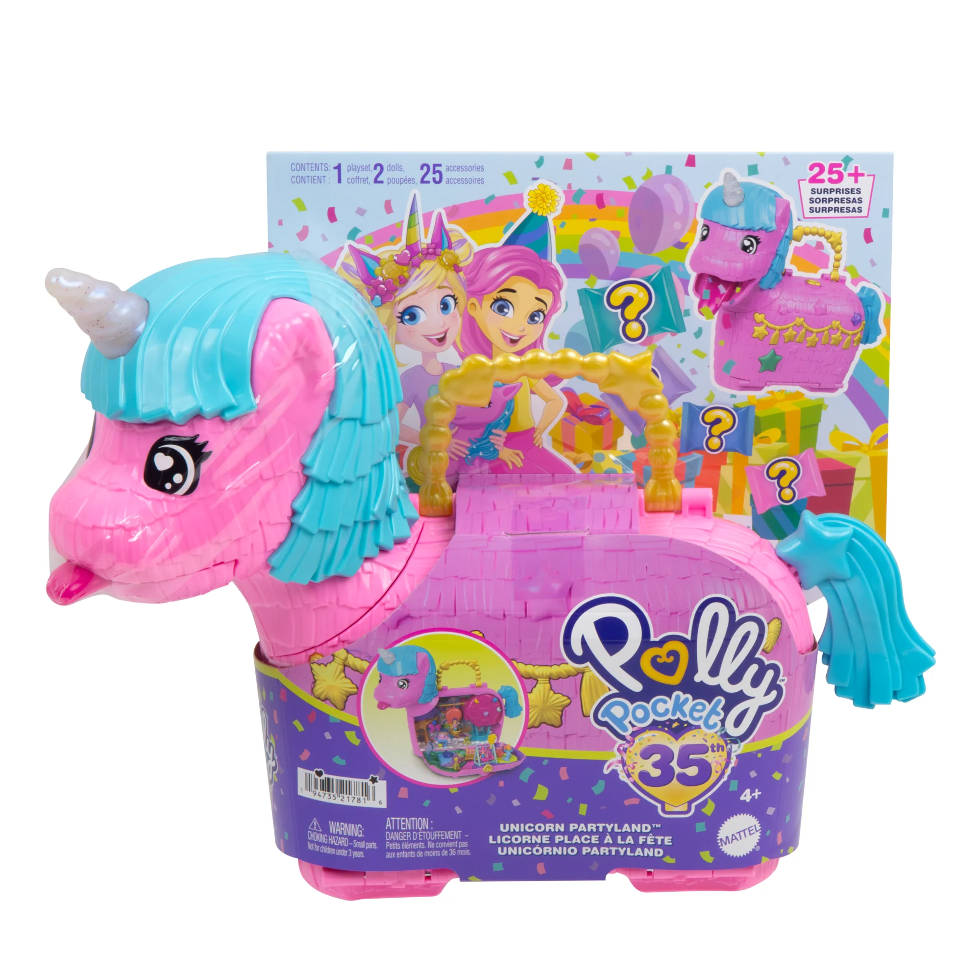 Polly Pocket Unicorn Partyland Playset With 2 Micro Dolls, Pets & 25+ Surprise Accessories, Birthday Celebration With Hot AIr Balloon Ride - Image 6