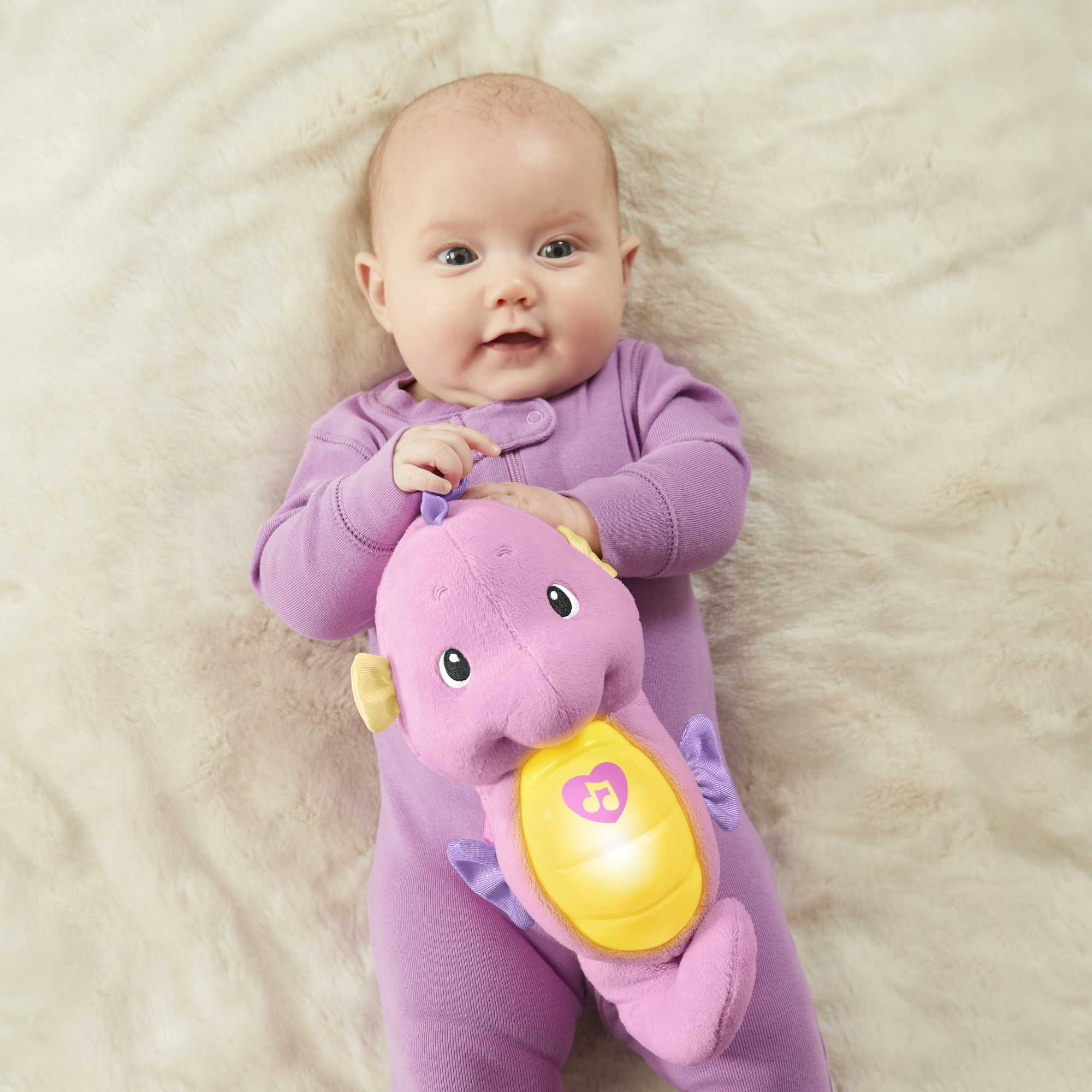 Fisher-Price Soothe & Glow Seahorse, Musical Plush Toy & Sound Machine For Baby With Lights, Pink - Image 3