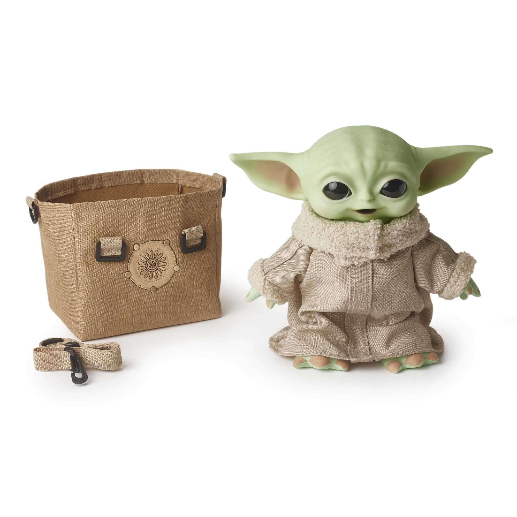 Star Wars The Mandalorian Figurine Peluche L’enfant Sonore et Son Sac