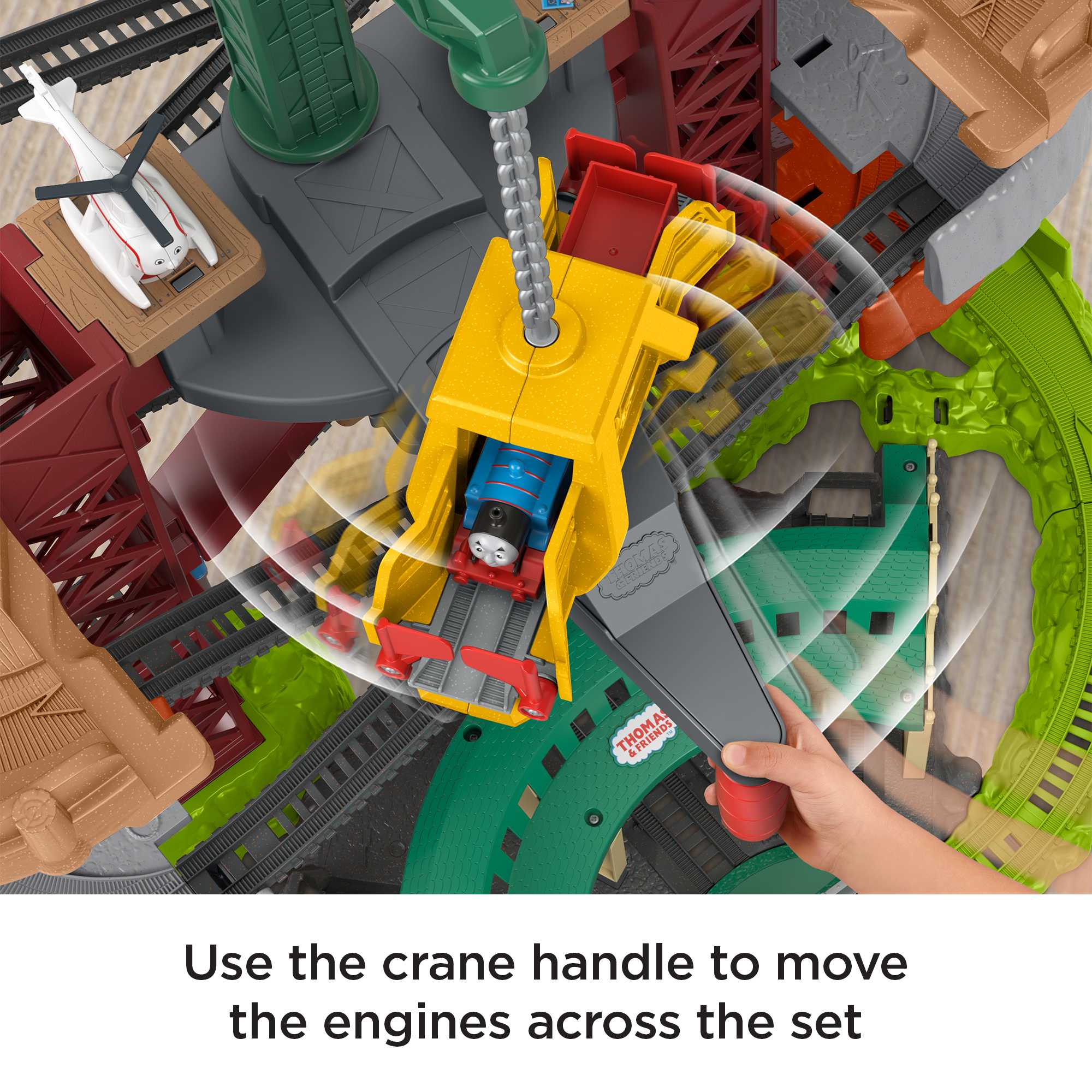 Thomas And Friends Multi-Level Train Set With Spinning Turntable, Trains & Cranes Super Tower - Image 3