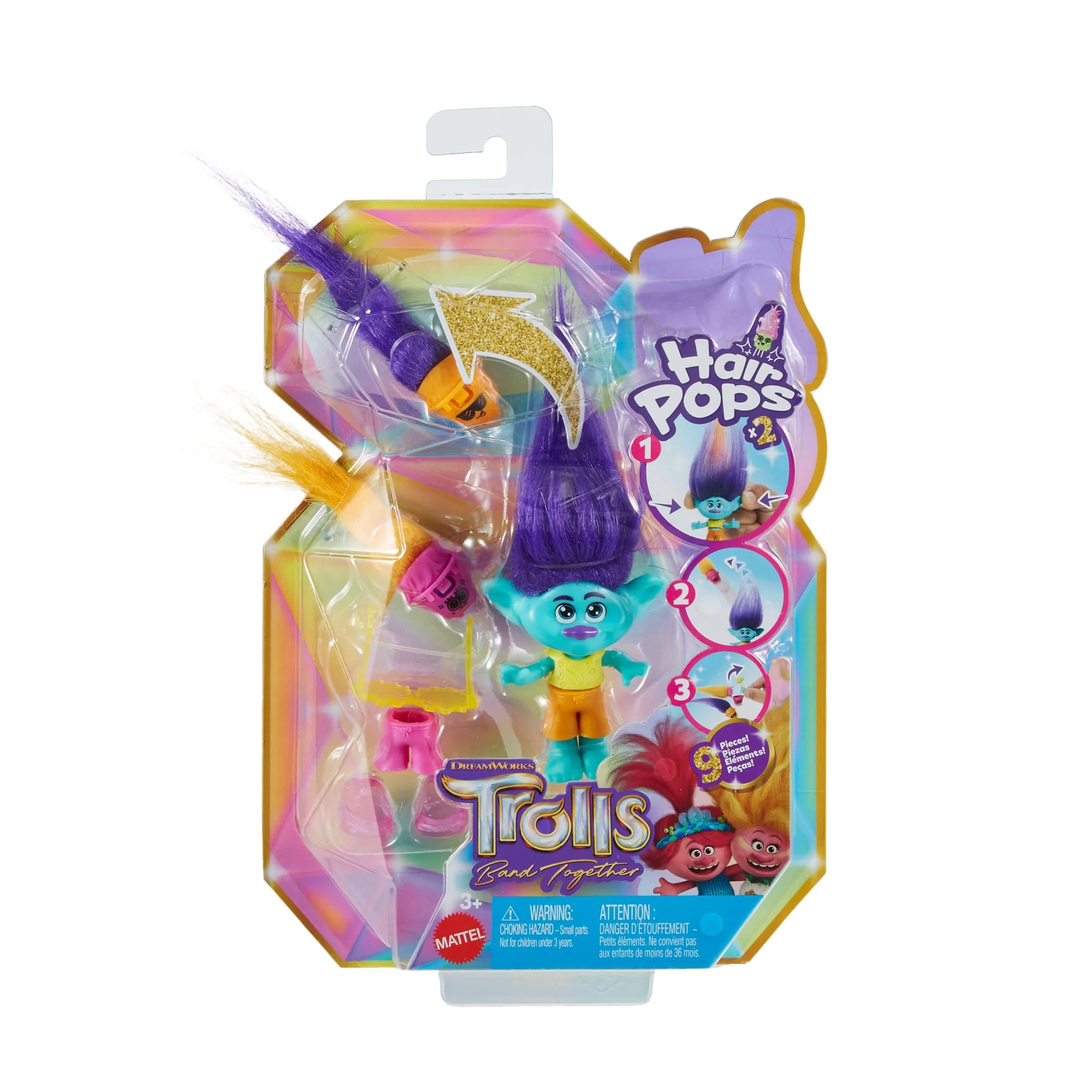 Dreamworks Trolls Band Together Hair Pops Branch Small Doll & Accessories, Toys inspired By The Movie - Image 6