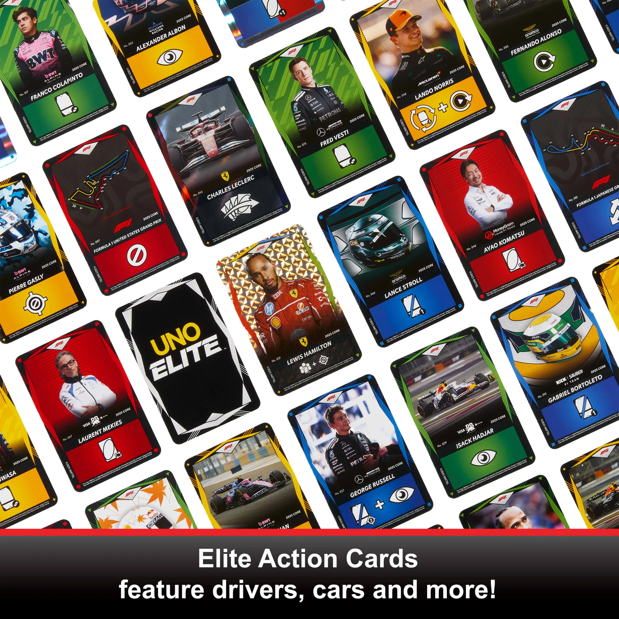 UNO Elite Formula 1 2025 Core Edition Starter Pack Card Game With 4 Game Booster Packs & 2 Promo Cards - Image 3