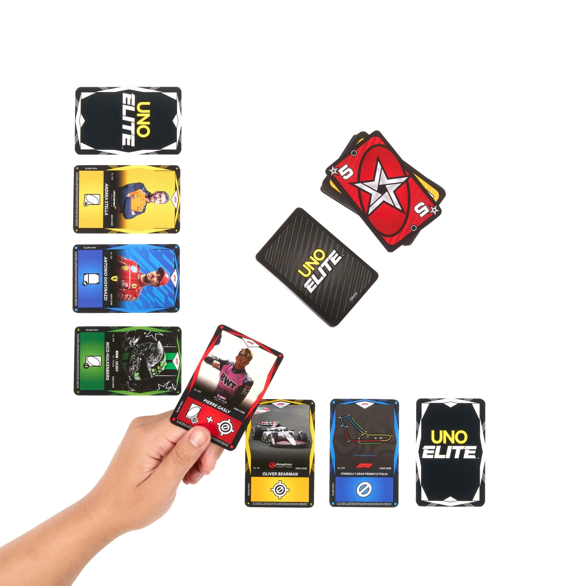 UNO Elite Formula 1 2025 Core Edition Starter Pack Card Game With 4 Game Booster Packs & 2 Promo Cards - Image 5
