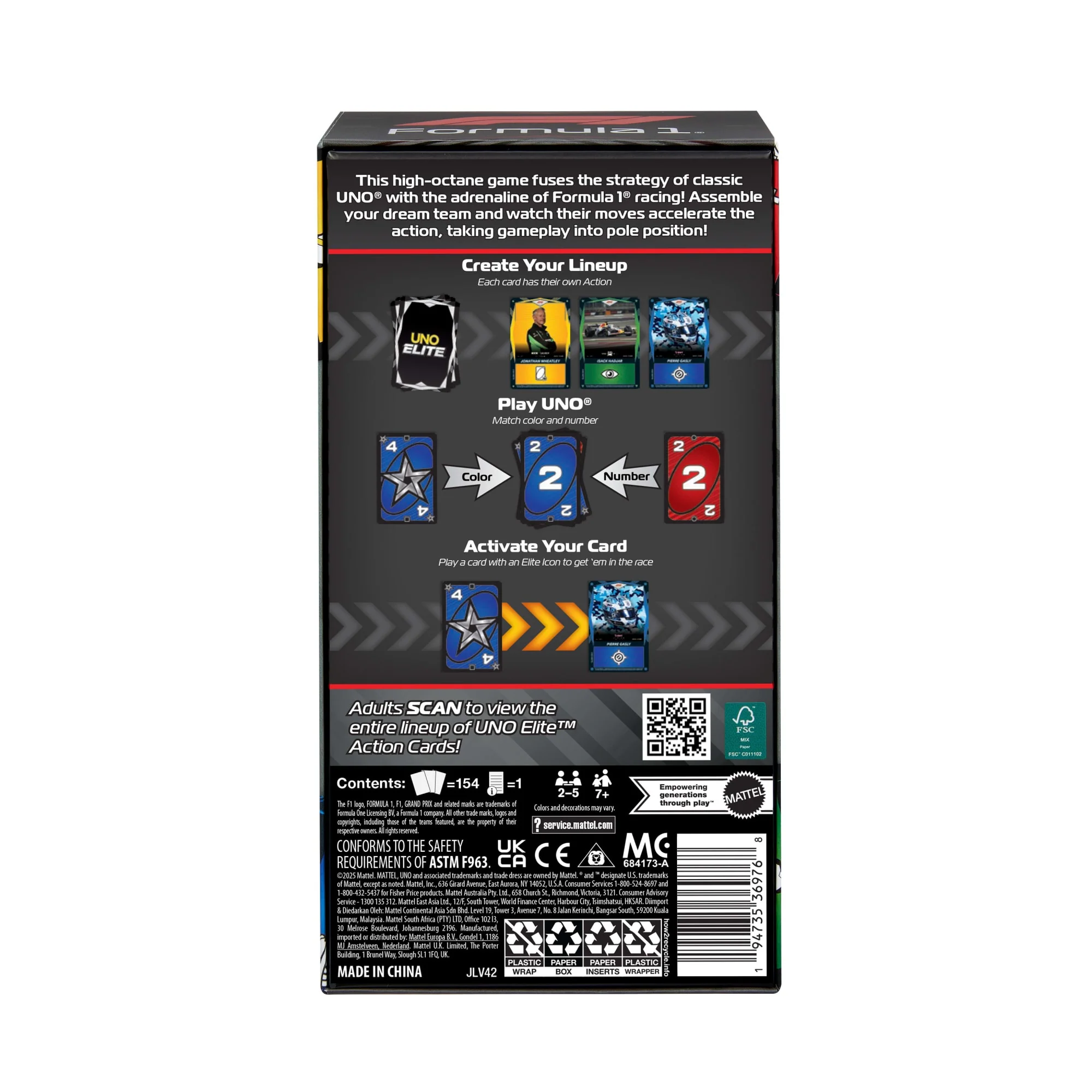 UNO Elite Formula 1 2025 Core Edition Starter Pack Card Game With 4 Game Booster Packs & 2 Promo Cards - Image 6