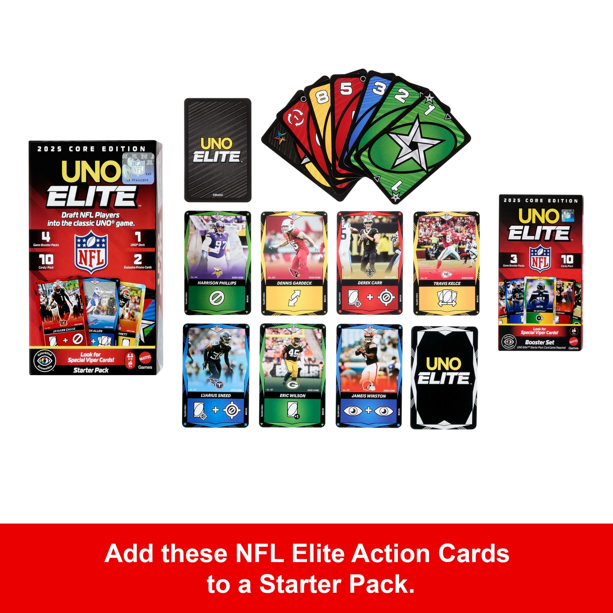 UNO Elite NFL Booster Set With 30 Elite Action Cards, 2025 Core Edition (Players May Vary) - Image 3