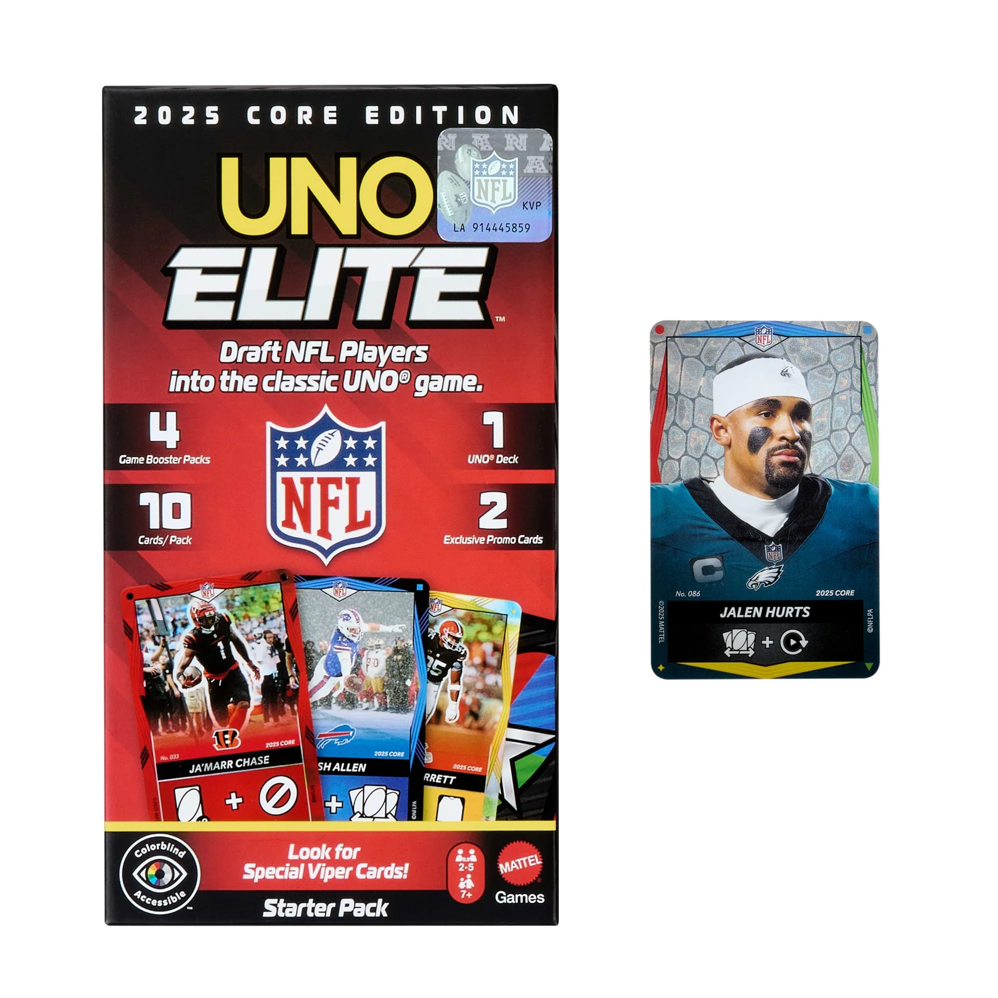 UNO Elite NFL Card Game 2025 Core Edition Starter Set With Deck, 4 Game Booster Packs & 2 Promo Cards - Image 4