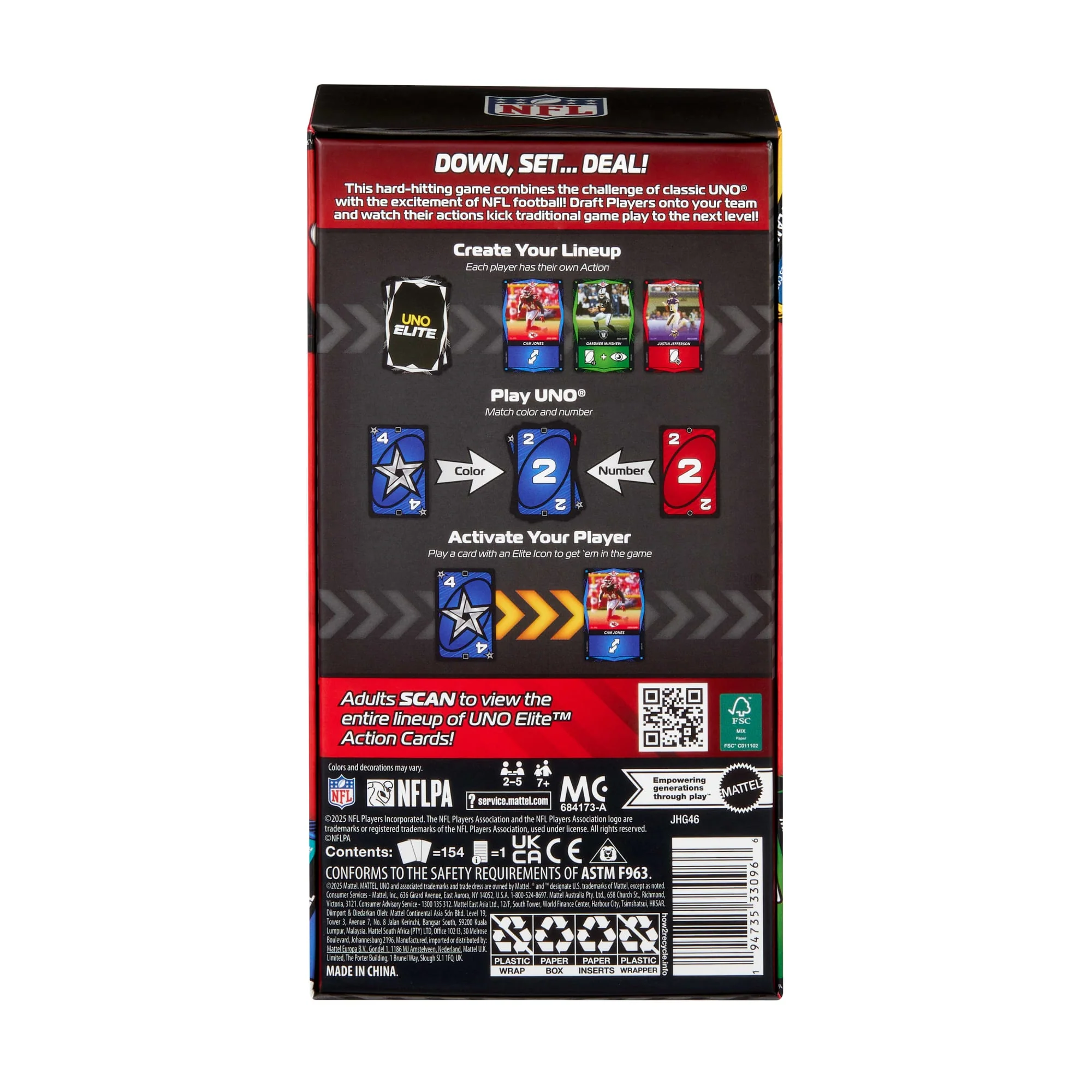 UNO Elite NFL Card Game 2025 Core Edition Starter Set With Deck, 4 Game Booster Packs & 2 Promo Cards - Image 5