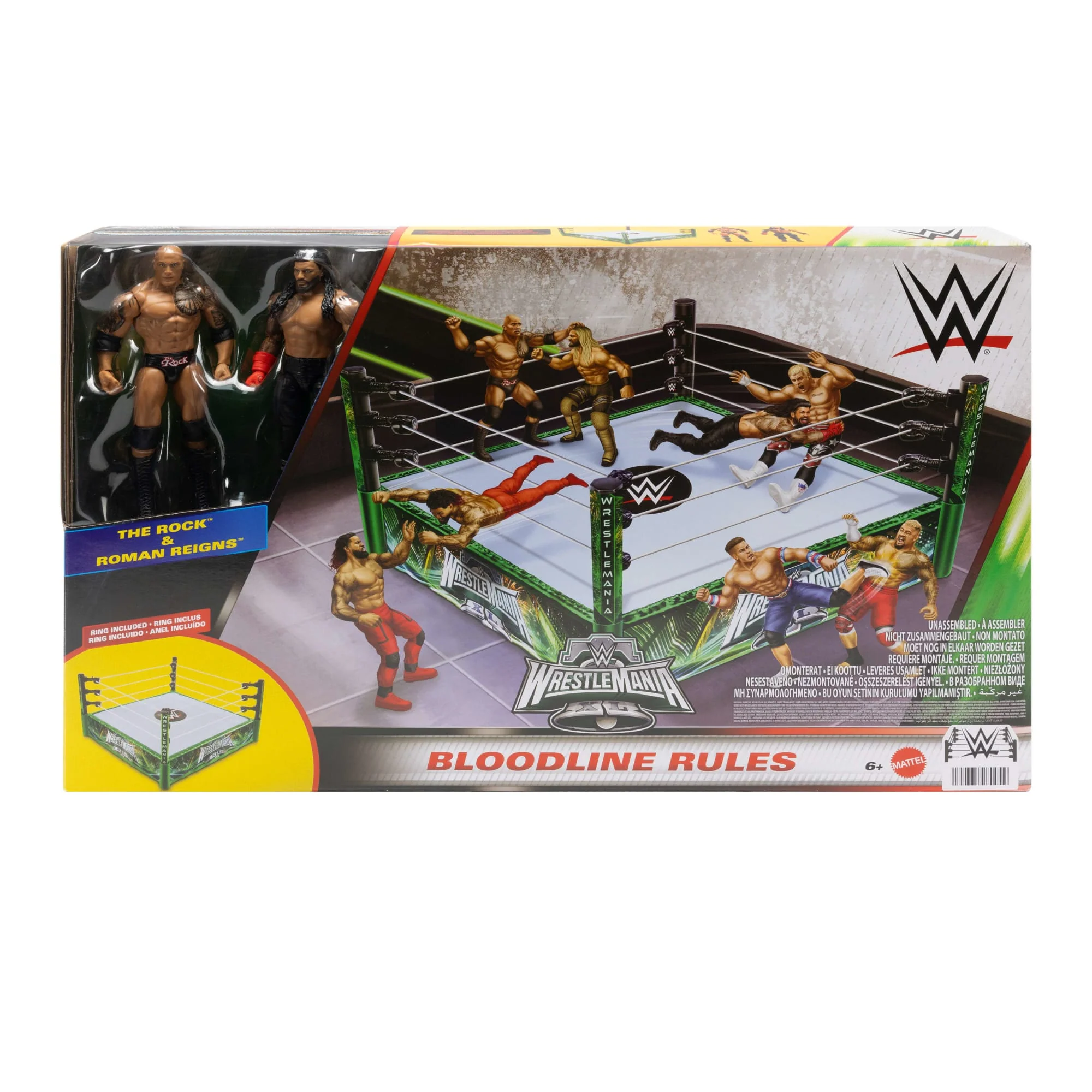 WWE Bloodlines Rules Playset With Ring & 2 Action Figures, includes The Rock & Roman Reigns - Image 4
