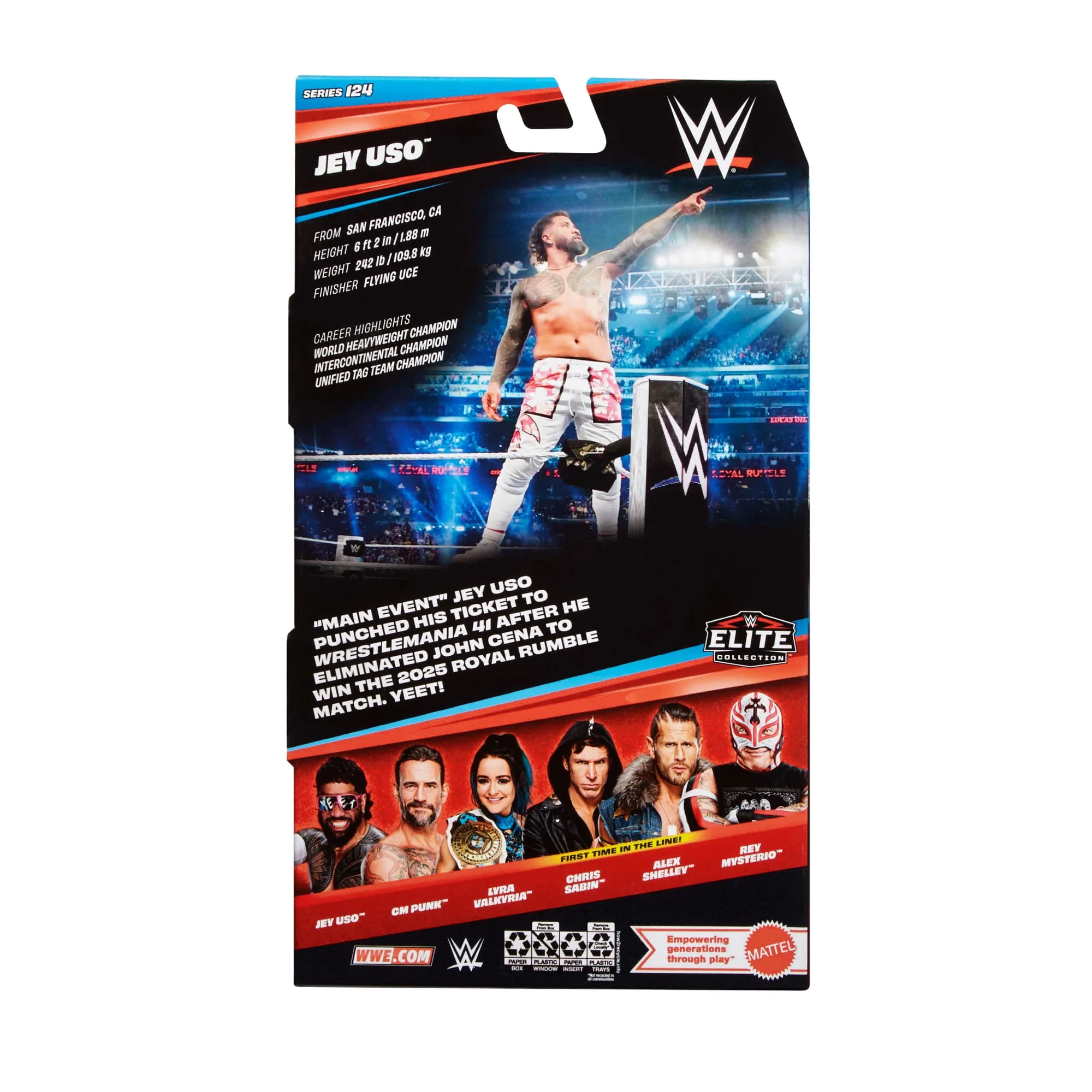 WWE Elite Jey Uso Action Figure, Series #124 Set, 6-Inch Collectible With Articulation & Accessories - Image 6