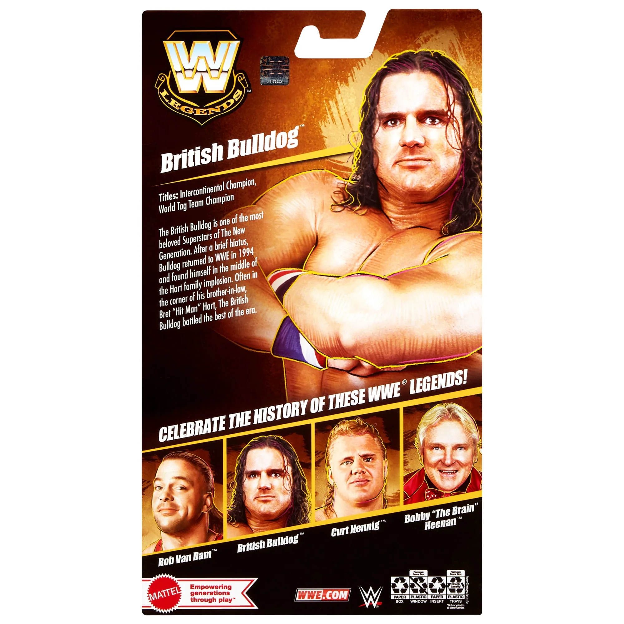 WWE Elite Legends British Bulldog Action Figure & Accessories, Series 29 6-Inch Collectible Set - Image 6