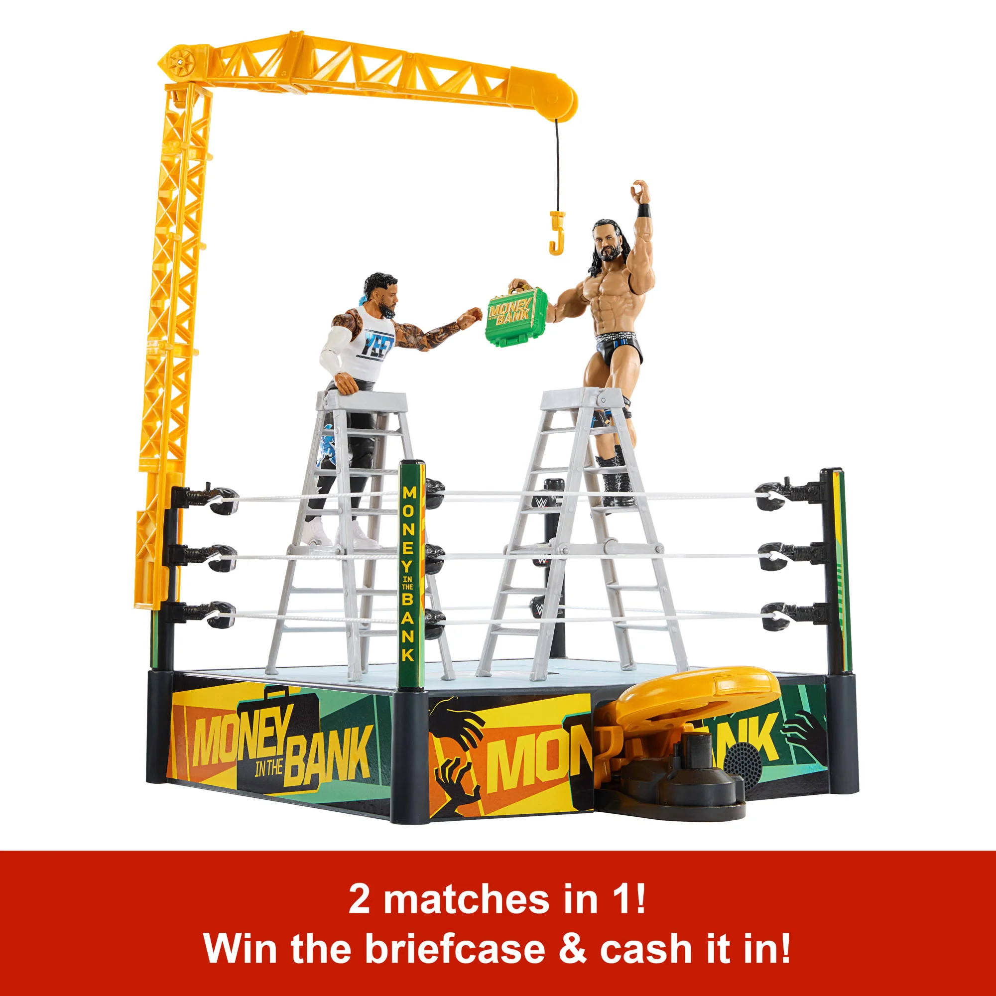 WWE Money in The Bank Cash-in Ring Playset With Accessories, 2 Play Modes, 40+ Sounds & Phrases - Image 3