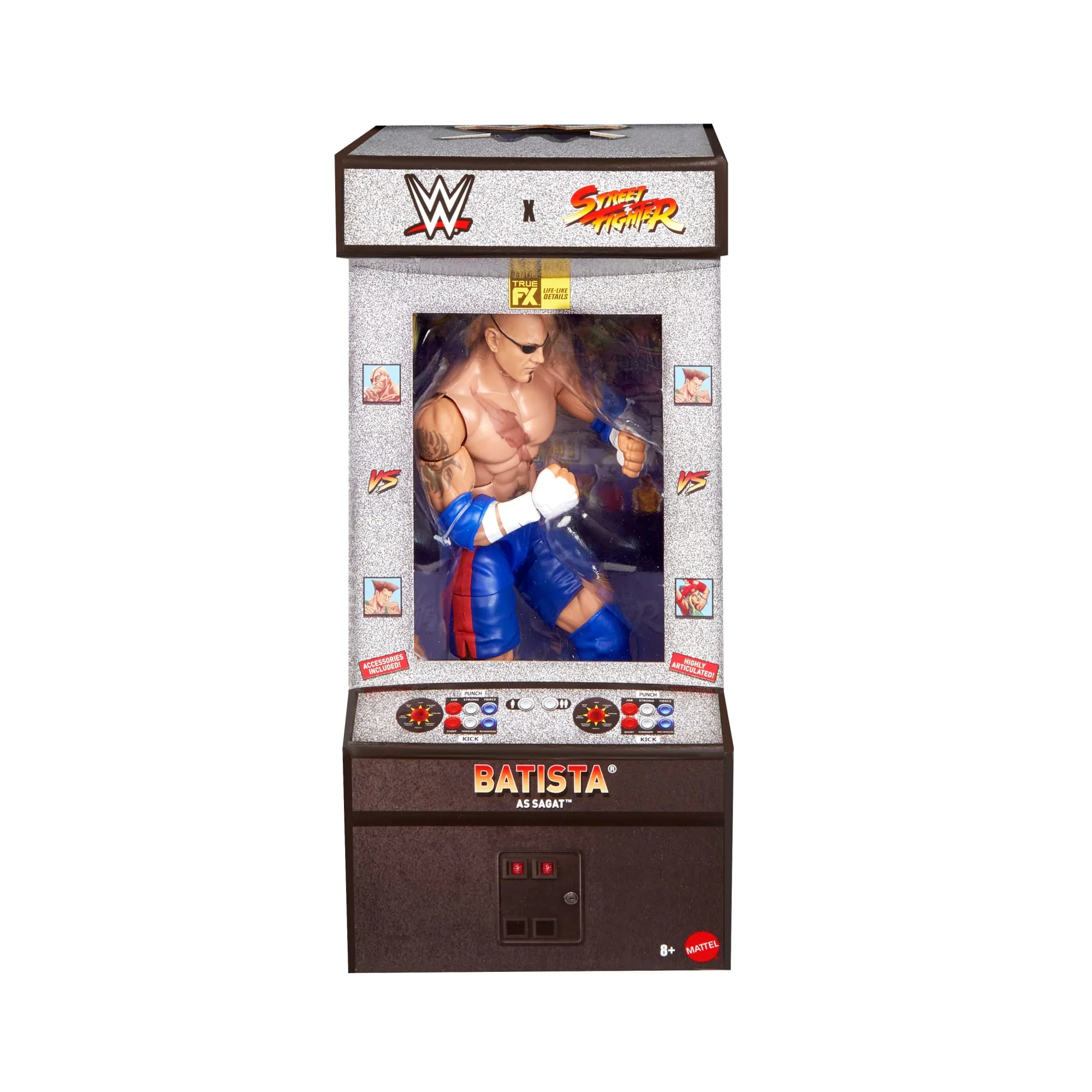 WWE X Street Fighter Batista Action Figure & Accessories, 6-Inch Collectible Sagat Mashup Set - Image 2