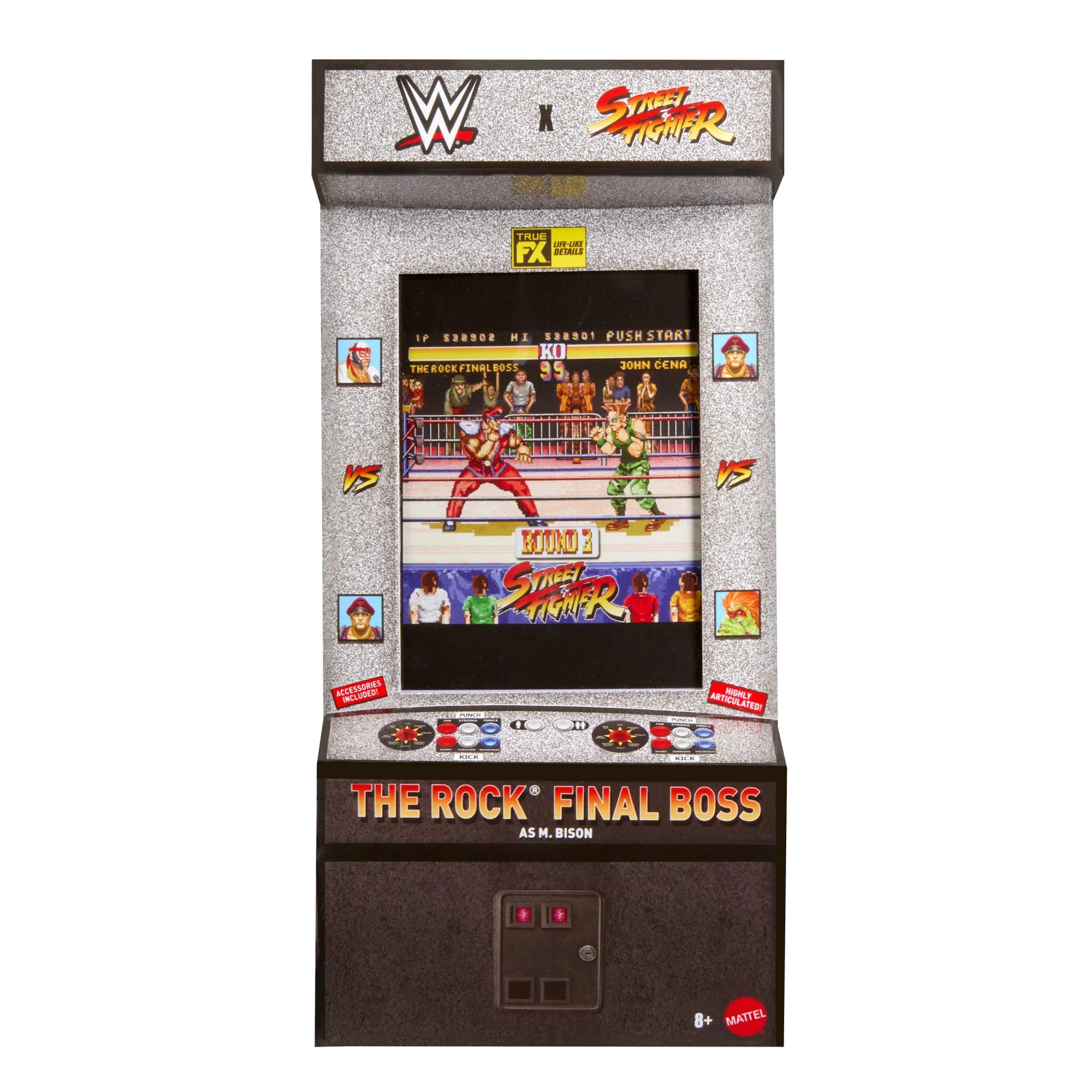 WWE X Street Fighter The Rock Final Boss Action Figure & Accessories, 6-Inch Collectible M. Bison Mashup Set - Image 2