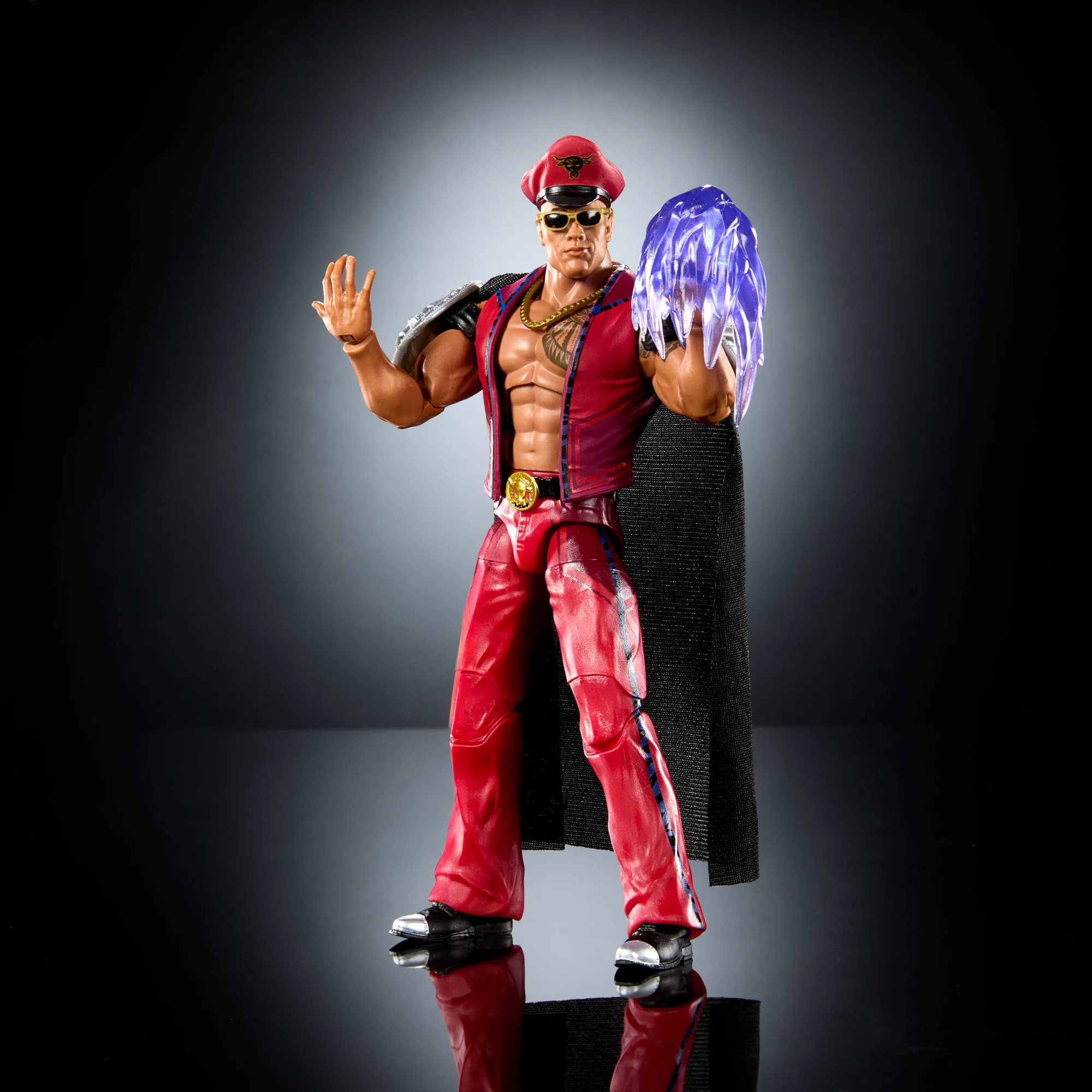 WWE X Street Fighter The Rock Final Boss Action Figure & Accessories, 6-Inch Collectible M. Bison Mashup Set - Image 5